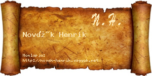 Novák Henrik névjegykártya