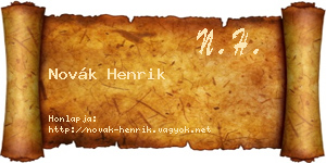 Novák Henrik névjegykártya